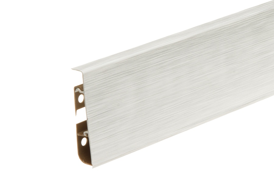 Obrazek Listwa przypodłogowa HI-LINE PRESTIGE 75mm 2,5m Aluminium Szczotkowane Biały Mat